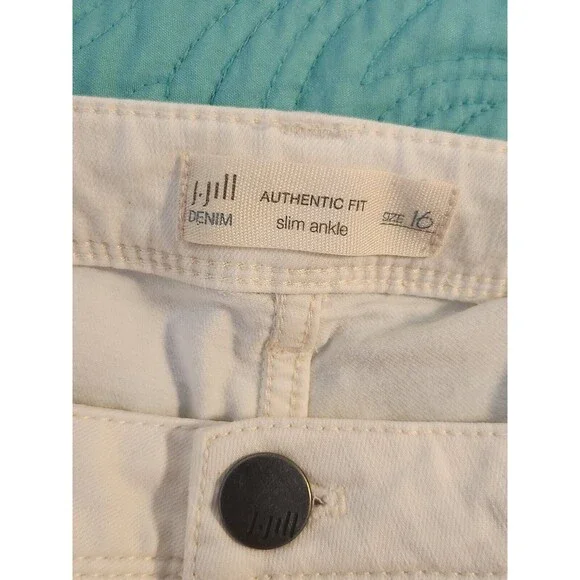 J. Jill Size 16 White Denim Authentic Fit Cotton Blend Slim Ankle Jeans - Picture 2 of 9